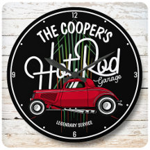 Red Hot rod Garage Streck ANY NAMN Vintage bil
