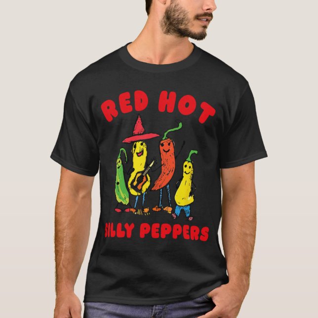 Red Hot Silly Peppers, Funny  T Shirt (Framsida)