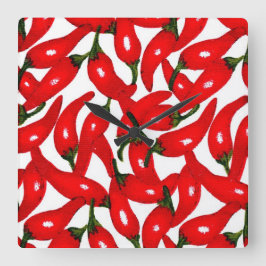Red Hottt Chili Fyrkantig Klocka