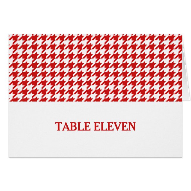 Red Houndstooth-Bordsnummer Card Hälsningskort (Framsidan Horizontal)