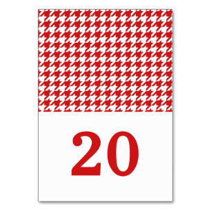 Red Houndstooth Bröllop Bord Card Bordsnummer