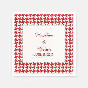 Red Houndstooth Bröllop Pappra Napkins Pappersservett