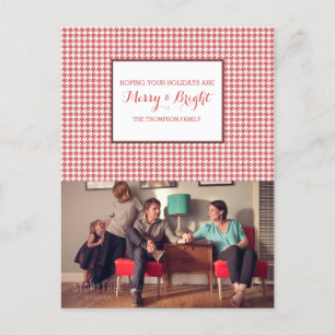 Red Houndstooth Helgdag Photo Postcard Helg Vykort