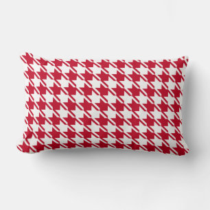 Red Houndstooth Uppätande Mönster Lumbarkudde