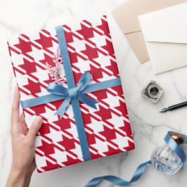 Red Houndstooth Uppätande Mönster Presentpapper