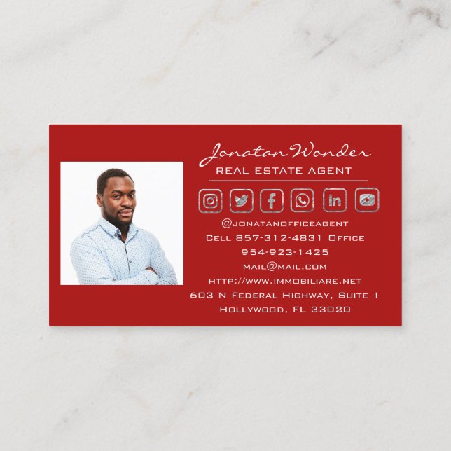 Red House Social Media Logotyp Real Gods Agent Visitkort (Baksida)