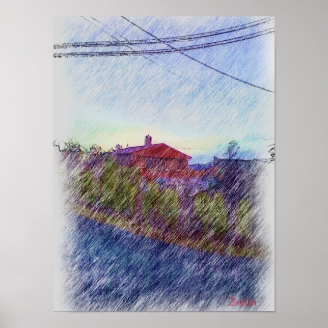Red House teckning Poster (Framsidan)