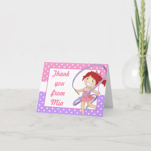 Red Hred Gymnastics Girl Tackkort Card