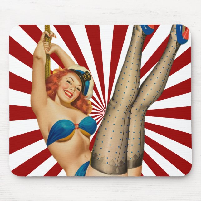 Red Hred Pin-up Girl Retro Sunset Musmatta (Framsidan)
