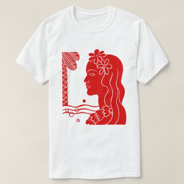 Red Hula Girl Head T-Shirt (Design framsida)