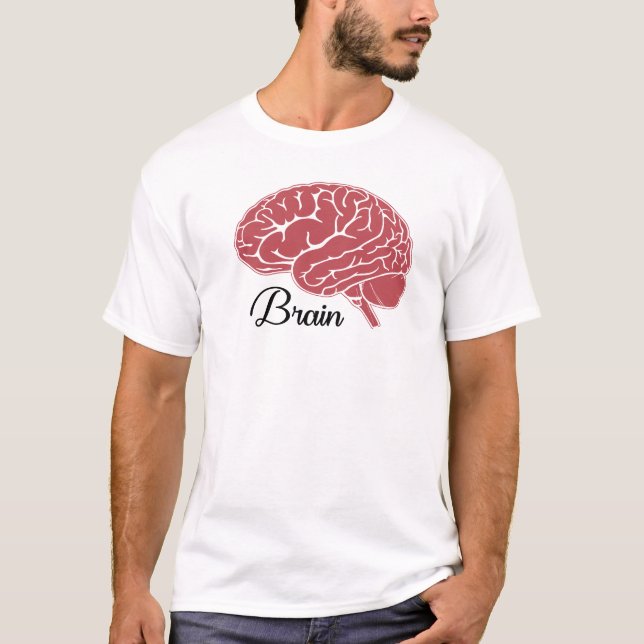 Red Human Brain Anatomy Illustration T Shirt (Framsida)