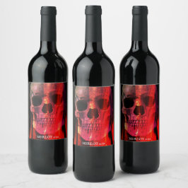 Red Human Skull Anpassningsbar Vin-etiketter Vinflaska Etikett