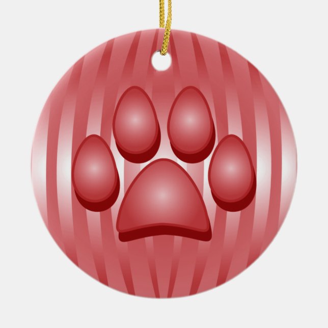 Red Hund Bone och Tass jul Ornament (Framsidan)
