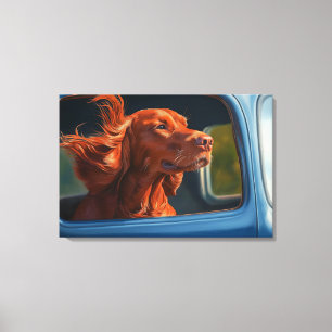 Red Hund Enjoous Scenia Car Ride Art Print Canvastryck