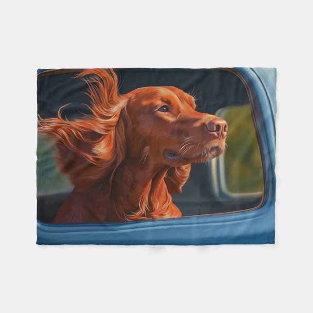 Red Hund Enjoous Scenia Car Ride Art Print Fleecefilt (Framsidan (Horisontell))