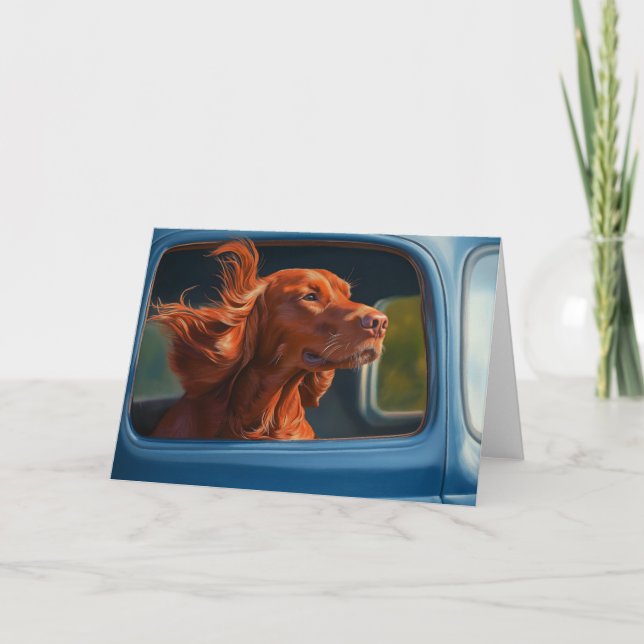 Red Hund Enjoous Scenia Car Ride Art Print Kort (Framsida)