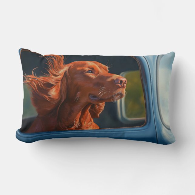Red Hund Enjoous Scenia Car Ride Art Print Lumbarkudde (Framsida)