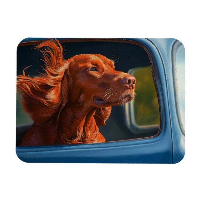 Red Hund Enjoous Scenia Car Ride Art Print Magnet (Horisontell)