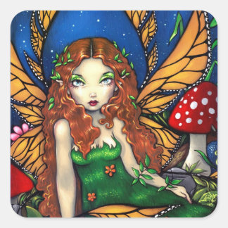 "Red Hved Fairy Queen" Sticker Fyrkantigt Klistermärke