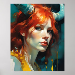 Red Hved Horned Goddess Poster