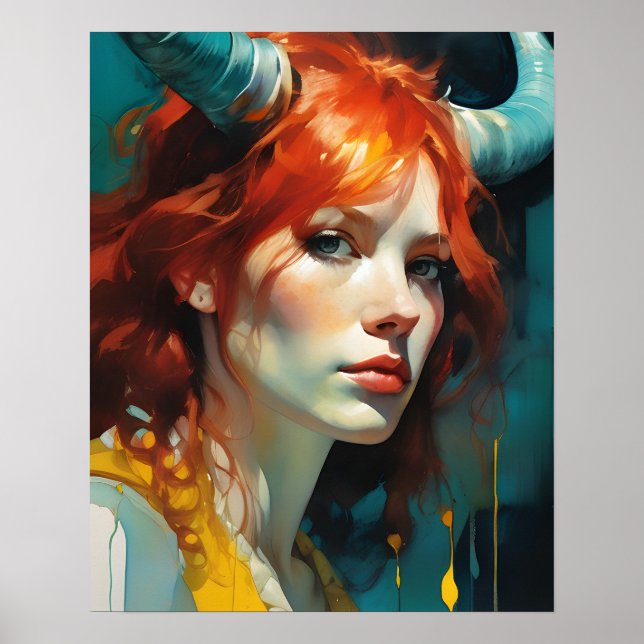 Red Hved Horned Goddess Poster (Framsidan)