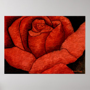 "Red Hybrid Tea Ro" Ro Garden Blommigt Poster