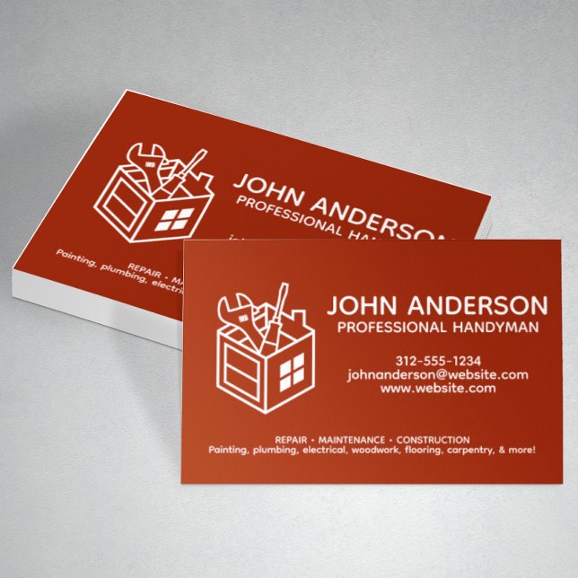 Red i Modern Professionell Handyman Services Visitkort (Skapare uppladdad)