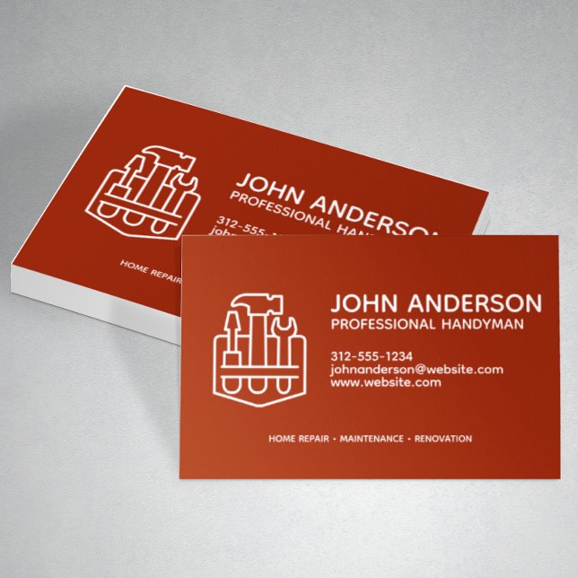Red i Modern Professionell Handyman Services Visitkort (Skapare uppladdad)