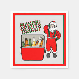 Red Ice Chest med öl och Santa Pappersservett
