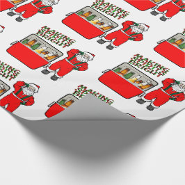 Red Ice Chest med öl och Santa Presentpapper