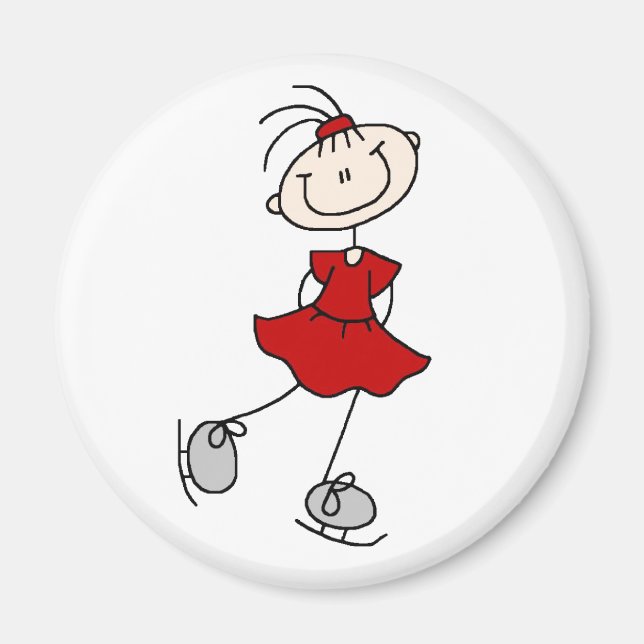 Red Ice Skater Girl Magnet (Framsidan)