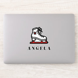 Red Ice-Skating Star Skate Girl's Namn Girly Cute Klistermärken