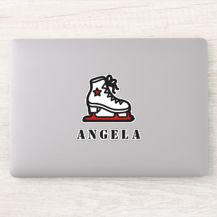 Red Ice-Skating Star Skate Girl's Namn Girly Cute Klistermärken