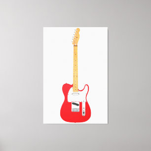 RED ICONIC ELECTRIC GUITAR 40x60 Canvastryck