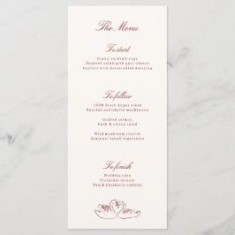 Red Illustrated Swans Whimsical Wedding Menu Meny