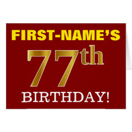 Red, Imitation Guld, 77:e BIRTHDAY-födelsedagskort Hälsningskort