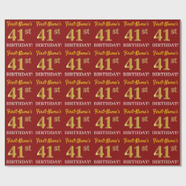 Red, Imitation Guld Titta "41:a BIRTHDAY" Presentpapper