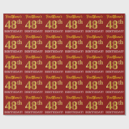 Red, Imitation Guld titta "48:e BIRTHDAY" Presentpapper