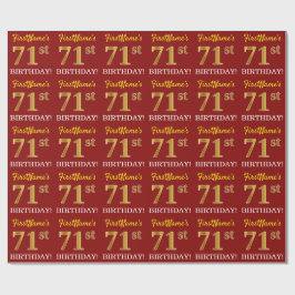 Red, Imitation Guld titta "71:a BIRTHDAY" Presentpapper