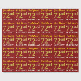 Red, Imitation Guld titta "72:a BIRTHDAY" Presentpapper