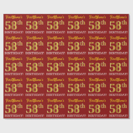 Red, Imitation Guld tittar "58:e BIRTHDAY" Presentpapper