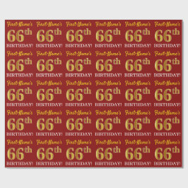 Red, Imitation Guld tittar "66:e BIRTHDAY" Presentpapper