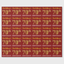 Red, Imitation Guld tittar "70 BIRTHDAY" Presentpapper