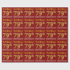 Red, Imitation Guld tittar "79:e BIRTHDAY" Presentpapper