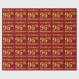 Red, Imitation Guld tittar "96:e BIRTHDAY" Presentpapper