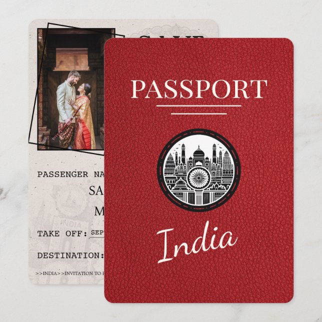 Red India Passport Spara datum Datumet (Fram/baksida)