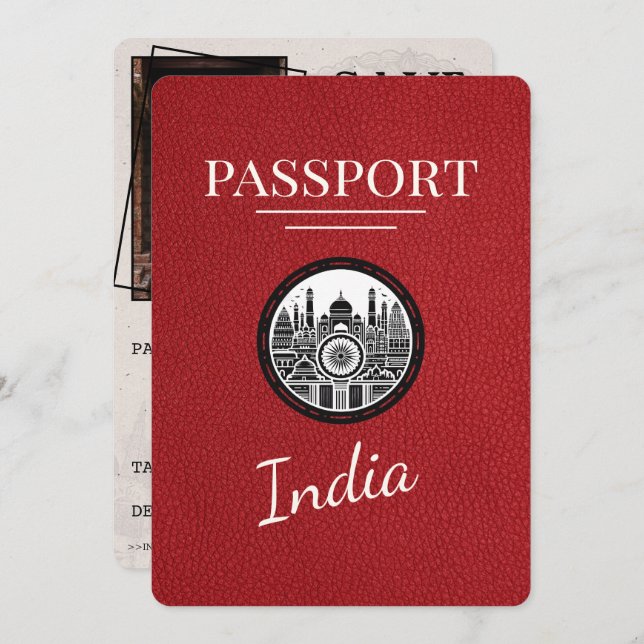 Red India Passport Spara datum Spara Datumet (Fram/baksida)