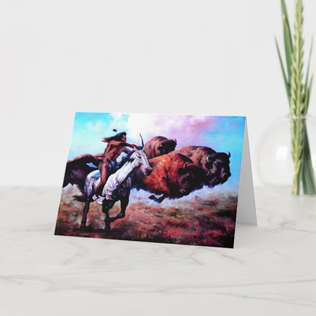 RED INDIAN HUNTING BUFFALO HELGKORT (Framsida)