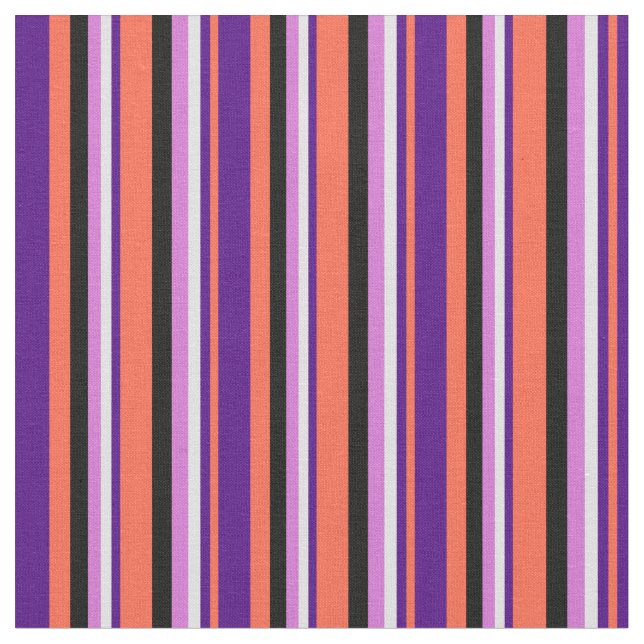 Red, Indigo, Lavender, Orchid & Black Linjer Tyg (Närbild)