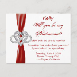 Red Infinity Heart Bridesmaid Card Inbjudningar